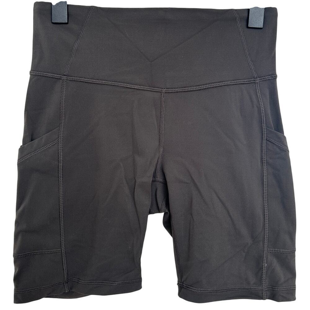 PrAna Women's Charcoal Gray High Rise Biker Shorts with Pockets, Size S, EUC